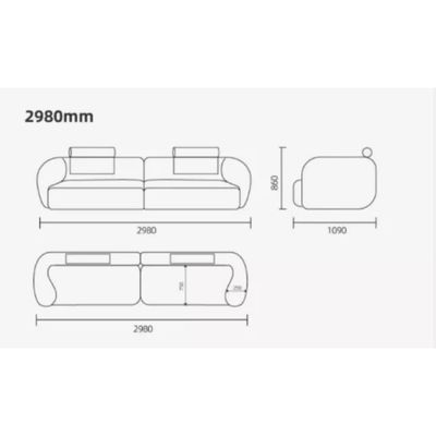 Minimalist Boucle 4-Seater Sofa for Living Room - Beige - 298 cm