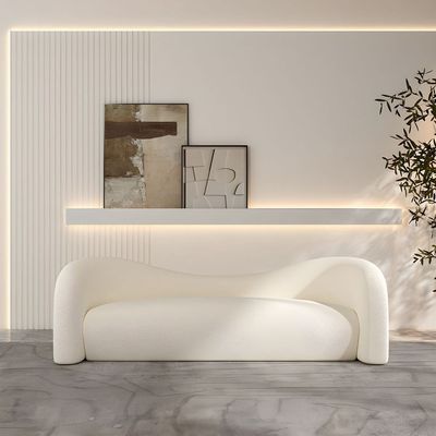 Contemporary Tuxedo 2-Seater Sofa with Armrest for Living Room - White - 170 cm