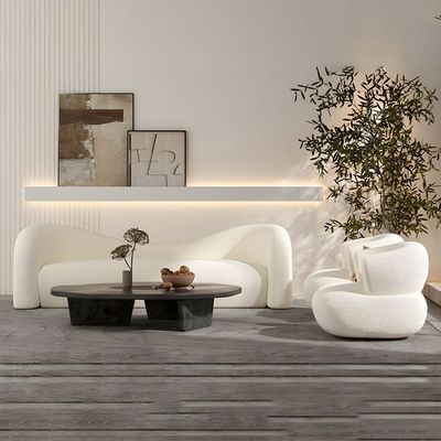 Contemporary Tuxedo 3-Seater Sofa with Armrest for Living Room - White - 210 cm