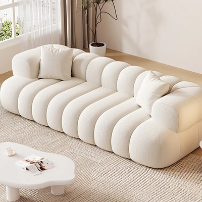 Modern Marshmallow Cozy Upholstered 5-Seater Sofa – White – 330 cm