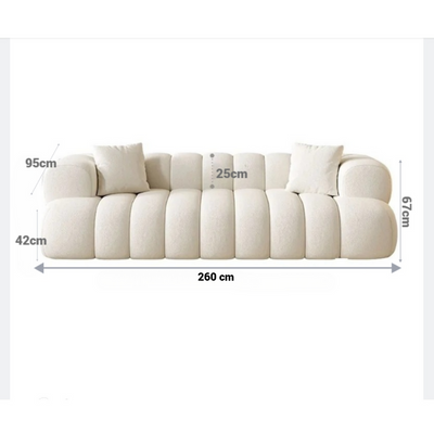 Modern Marshmallow Cozy Upholstered 4-Seater Sofa – Black – 260 cm