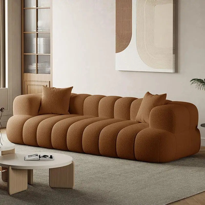 Modern Marshmallow Cozy Upholstered 4-Seater Sofa – Brown – 260 cm