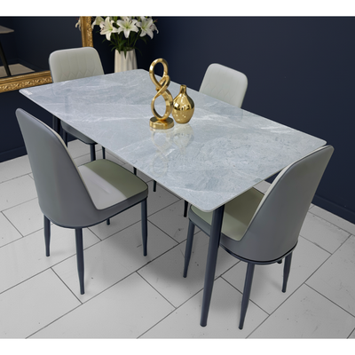 5-Pieces Dining Sets, 1 Piece Rectangular Table With with 4 Chairs Modern Design Furniture for Home, Dining Room, Cafeteria 