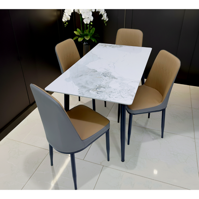 5-Pieces Dining Sets, 1 Piece Rectangular Table With with 4 Chairs Modern Design Furniture for Home, Dining Room, Cafeteria 