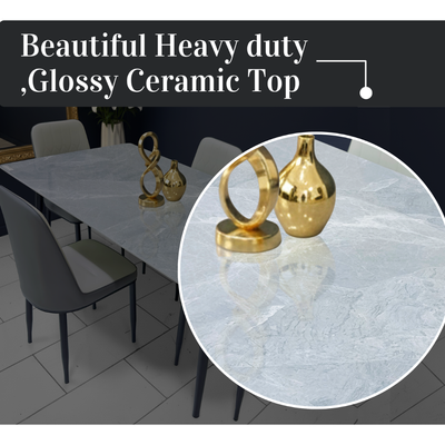 7-Pieces Dining Sets, 1 Piece Rectangular Table With with 6 Chairs Modern Design Furniture for Home, Dining Room, Cafeteria 