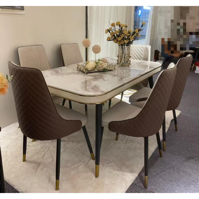 Morble 7-Pieces Luxury Dining Sets, 1 Piece Rectangular Table With with 6 Chairs Modern Design Furniture for kitchen, Dining Room