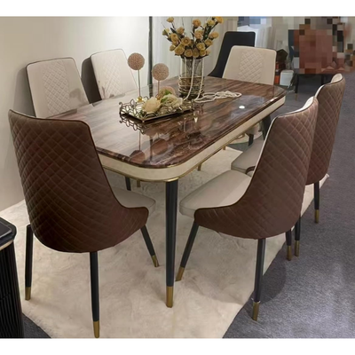 Morble 7-Pieces Luxury Dining Sets, 1 Piece Rectangular Table With with 6 Chairs Modern Design Furniture for kitchen, Dining Room