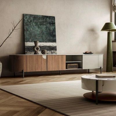 Solid Wood TV Table With Shelves & drawers 200cm