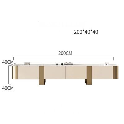 Solid Wood TV Table Golden Accent 200 cm