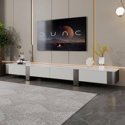 Solid Wood TV Table Silver Accent 220cm