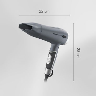 Carrera CRR532 Hair Dryer 1600W Compact & Powerful Foldable Travel Hair Dryer, Dual Voltage, Ionic Technology, Argan Oil Infused, Cool Shot Button, Lightweight & Modern Design, 2 Years Warranty