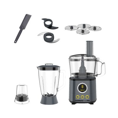 CARRERA CRR568 Food Processor Powerful 1000W Motor with 1.5L Jar, Digital Knob, LED Display & Multi-Function Accessories, Safety Lock Function, Stepless Speed Control, Easy to Use, 2 Years Warranty  