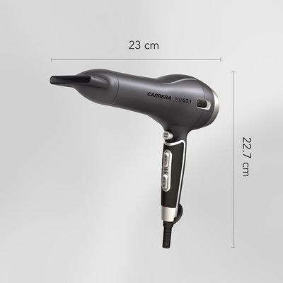 CARRERA CRR631 Hair Dryer - 2400W, Powerful AC Motor, Ultra slim styling nozzle & Diffuser, Hot and Cold Air, 2 Speed + 3 Temperature Settings with Cool Shot for both Men and Women, 2 Years Warranty