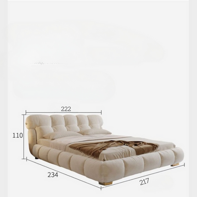 Luxury Tufted Upholstered Bed – Beige Velvet with Plush Padded Design – Super King Size 200 × 200
