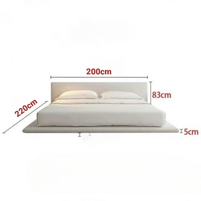 Modern Minimalist Low-Profile Platform Bed – Off-White Upholstered Frame – Contemporary Bedroom Design – King Size 180 × 200