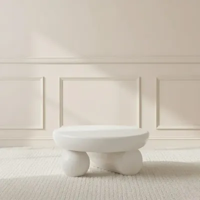 Cave White Coffee Table - L80xW80xH36 cm - White