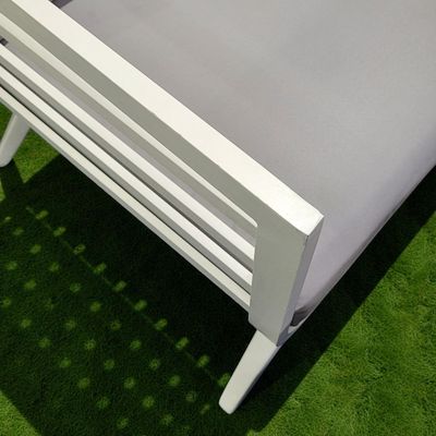 Modern Aluminium Outdoor Corner Sofa Set – White Frame with Grey Cushions