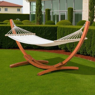 Premium Wooden Hammock with Solid Wooden Stand – Perfect for Outdoor Relaxation