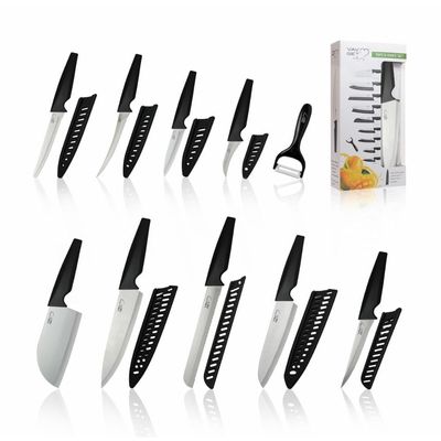 Premium 18-Piece Black Stainless Steel Knife Set, Non-Slip Comfort Handles, Sharpened Chef Knives, Fruits & Vegetable Peeler Included, Ideal for Home & Professional Kitchen