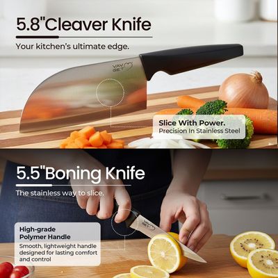 Premium 18-Piece Black Stainless Steel Knife Set, Non-Slip Comfort Handles, Sharpened Chef Knives, Fruits & Vegetable Peeler Included, Ideal for Home & Professional Kitchen