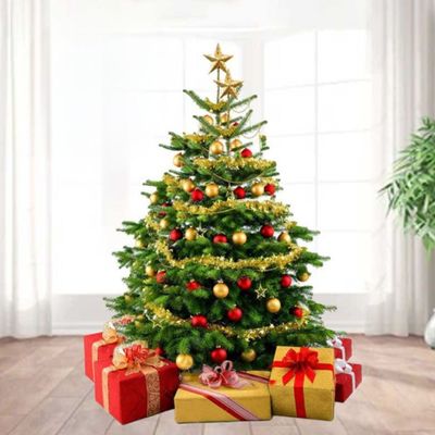 Fresh Premium Christmas Tree with Red and Golden Decorations 230cm 
