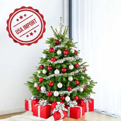 Fresh Premium Christmas Tree with Red and Silver Decorations 230cm