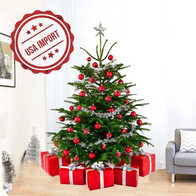 Fresh Premium Christmas Tree with Red Decorations 150cm