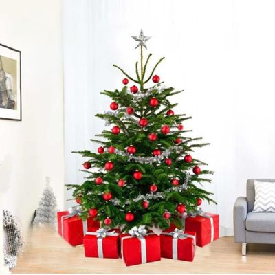 Fresh Premium Christmas Tree with Red Decorations 150cm
