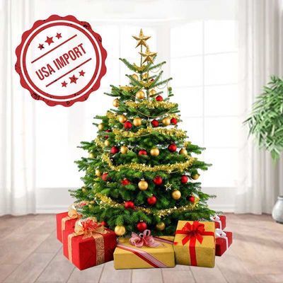 Fresh Premium Christmas Tree with Red and Golden Decorations 180cm
