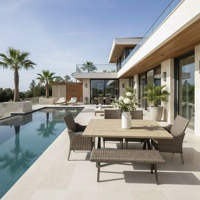 Rock Cliff 6-Piece dinning set - riverbed tan Cushions, brown weave