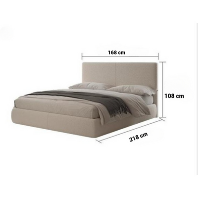 Contemporary Platform Bed – Soft Velvet Upholstery – Low-Profile Minimalist Design – White – Queen Size 150 × 200