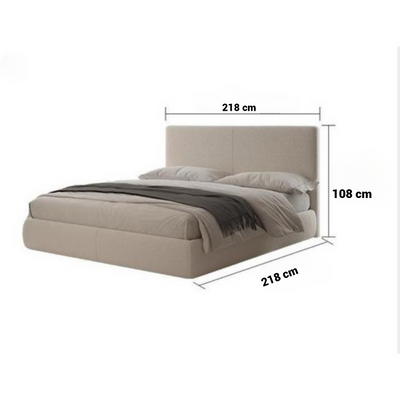 Contemporary Platform Bed – Soft Velvet Upholstery – Low-Profile Minimalist Design – White – Super King Size 200 × 200