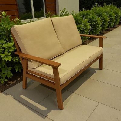 7-Seater Wooden-Effect Aluminium Outdoor Sofa Set – Premium Garden Lounge Collection