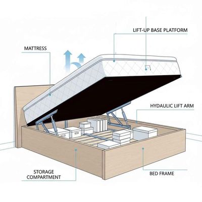 Velora Sleep Bed with Hydraulic Storage L90xW190xH40 - Beige