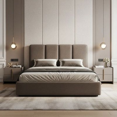 Nordique Panel Hydraulic Bed with Storage L120xW200xH40 - Brown