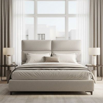 Tranquil Loft Upholstered Bed L140xW200xH40 - Beige