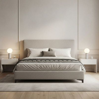 Caldera Plush Upholstered Bed L180xW200xH40 - Gray