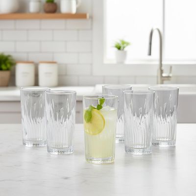 Cuisine Art Mojo Hi-Ball Drinking Glasses Set of 6 – 255ML Premium, Crystal-Clear Glassware – Durable, Stackable, Lead-Free Beverage Glasses for Water, Juice, Soda, Cocktails & Barware