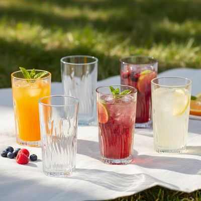 Cuisine Art Mojo Hi-Ball Drinking Glasses Set of 6 – 255ML Premium, Crystal-Clear Glassware – Durable, Stackable, Lead-Free Beverage Glasses for Water, Juice, Soda, Cocktails & Barware