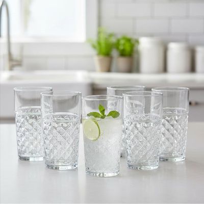 Cuisine Art Ligne Hi-Ball Drinking Glasses Set 255ML, 6 Pieces – Clear, Lead-Free, Stackable, Dishwasher Safe, Restaurant Quality Barware, Premium Glassware for Home Kitchen, Parties & Gift