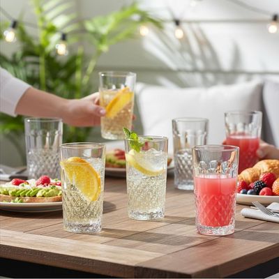 Cuisine Art Ligne Hi-Ball Drinking Glasses Set 255ML, 6 Pieces – Clear, Lead-Free, Stackable, Dishwasher Safe, Restaurant Quality Barware, Premium Glassware for Home Kitchen, Parties & Gift