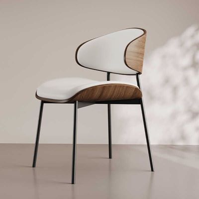 Modern Dining Chair Scratch-Resistant Faux Leather Upholstery Matte Metal Frame Ideal for Dining Room, Kitchen, Commercial Spaces(Off White)
