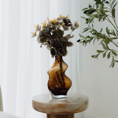 Terra Glass Vase Short L15xW11xH25 - Brown