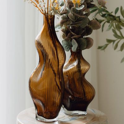 Terra Glass Vase Short L15xW11xH25 - Brown