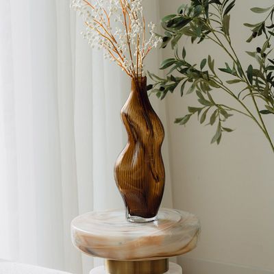 Terra Glass Vase Tall L15xW11xH37 - Brown