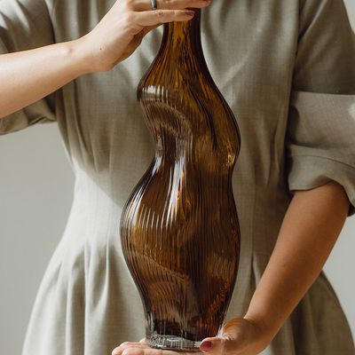 Terra Glass Vase Tall L15xW11xH37 - Brown