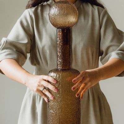 Cleo Glass Vase Tall L26xW13xH48 - Brown