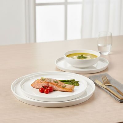 Cuisine Art EMA 12PCS Bone China Dinner Set – Premium White | 4 Dinner Plates, 4 Side Plates, 4 Bowls | Elegant, Lightweight, Durable Tableware for Home, Hotels & Daily Dining