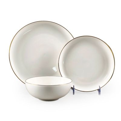 Cuisine Art SOLA 12PCS Bone China Dinner Set – Premium Gold Rim Plates & Bowls | 4 Dinner Plates, 4 Side Plates 21.2cm, 4 Deep Bowls | Elegant Tableware for Daily Use & Special Occasions
