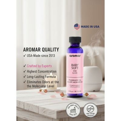 Aromar Spa Aromatic Oil – Baby Soft Fragrance, 59.15ml | Long-Lasting Essential Oil for Diffusers, Humidifiers, and Relaxation | Calming Baby Powder Scent for Home, Spa & Office